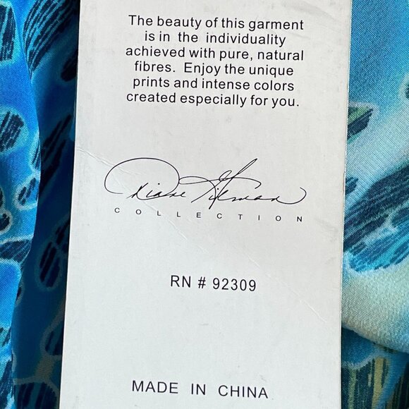 Diane Gilman NEW Silk Blouse Peacock Blue and Green V-Neck with Flutter Sleeve - Picture 9 of 9